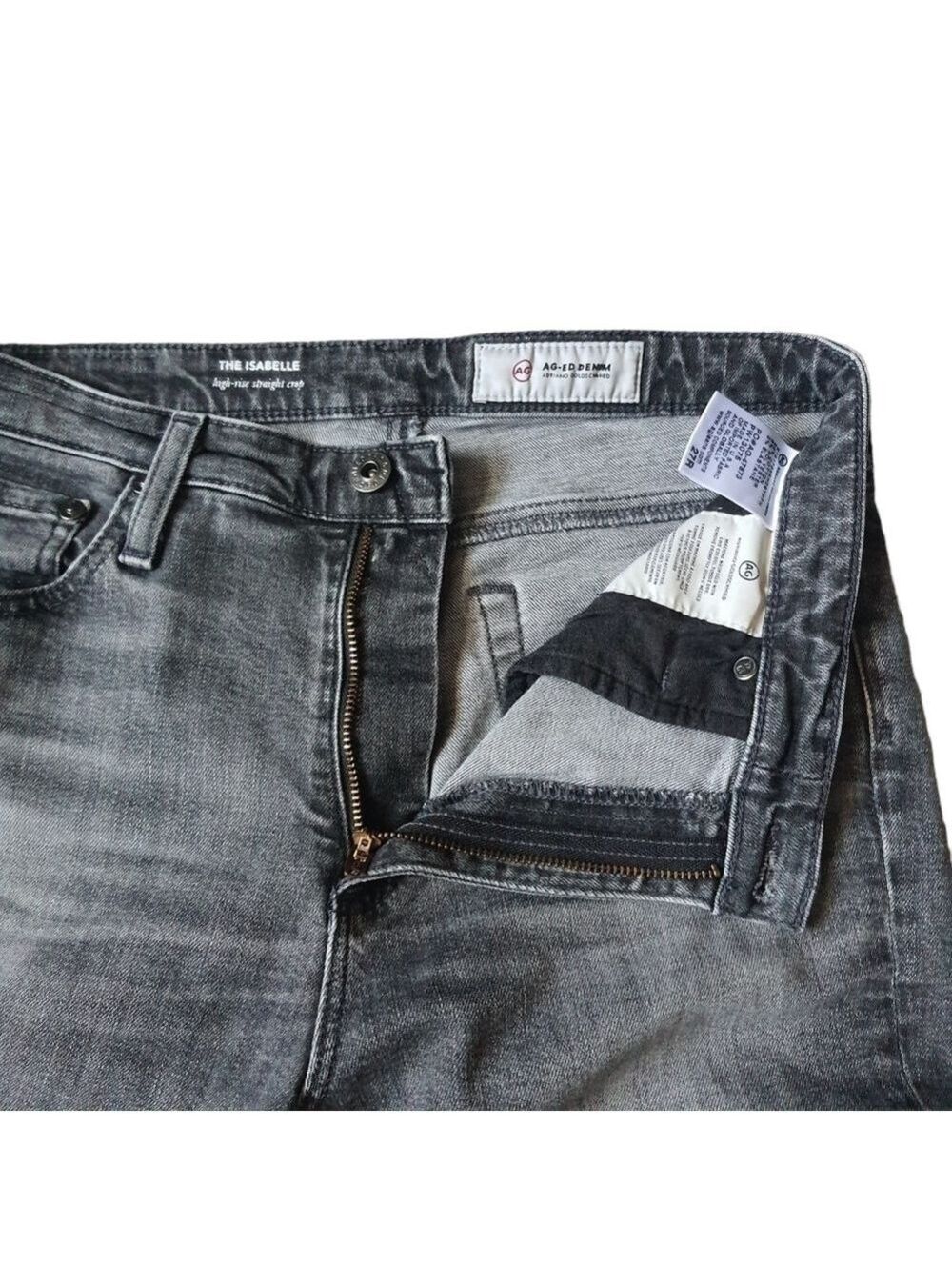 AG The Isabelle High Rose Straight Crop Raw Hem Gray Size 27R Adriano Goldshmeid - Picture 9 of 13